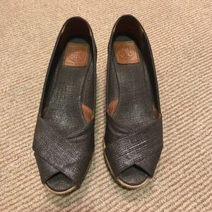 Tory Burch Pewter Wedges